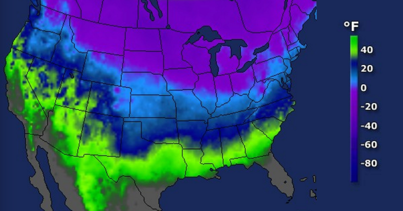 Wind chill temperature forecast for Thursday December 15. (Image: Accuweather)
